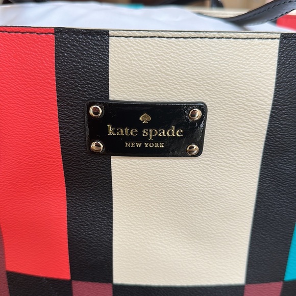 Kate Spade Colorblock Leather Tote Patent Leather Handles - Picture 9 of 14
